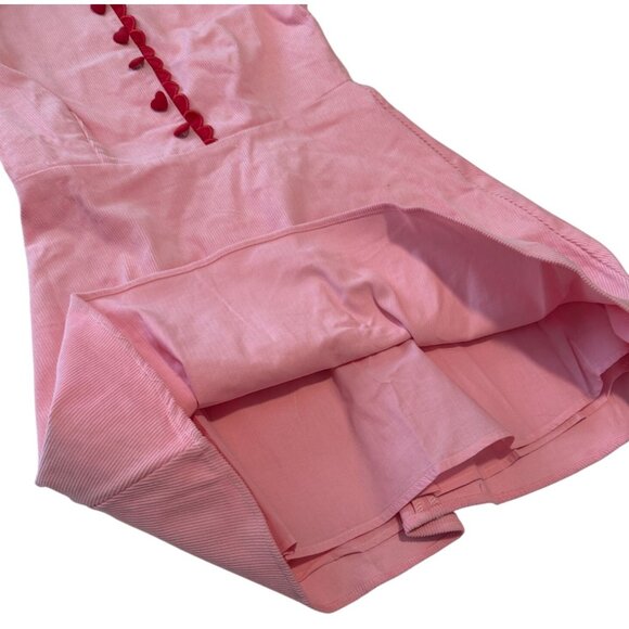 TCEC Red and Pink Valentine Front Buttons Heart Corduroy Dress Size Medium NWOT - Picture 8 of 11